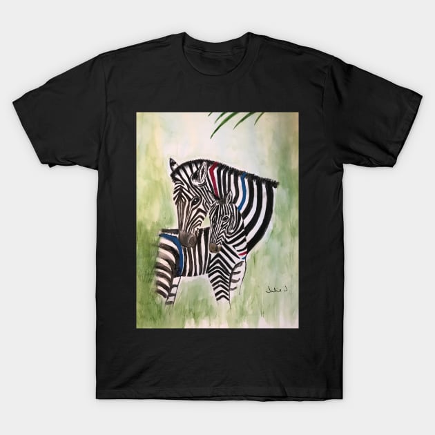 Horses in Pyjamas Zebra T-Shirt by Juliejart